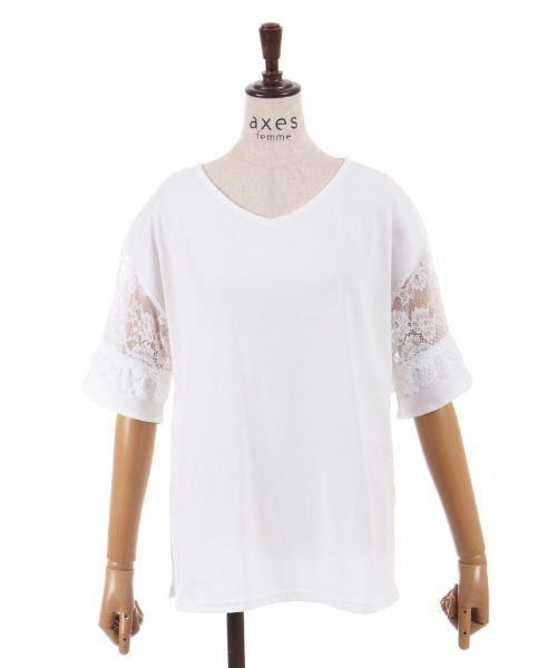 axes femme（アクシーズファム）の「ＮＣ付接触冷感レース切替ＰＯ（Tシャツ/カットソー・レディース・イエロー/ネイビー/ホワイト・FREE）」の19枚目の写真