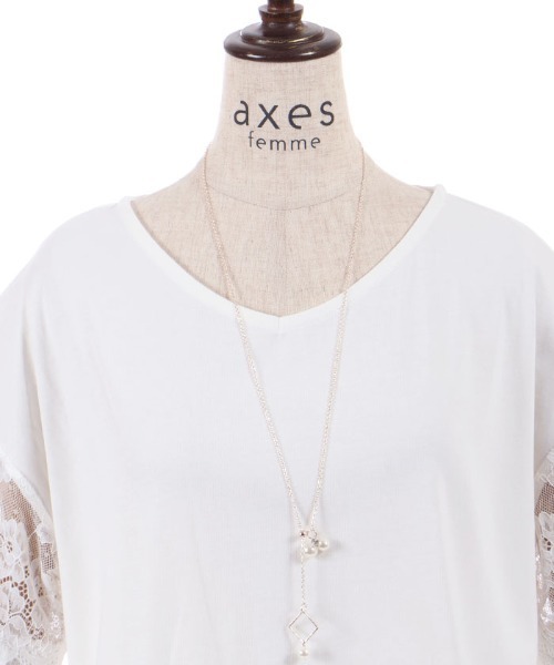 axes femme（アクシーズファム）の「ＮＣ付接触冷感レース切替ＰＯ（Tシャツ/カットソー・レディース・イエロー/ネイビー/ホワイト・FREE）」の20枚目の写真