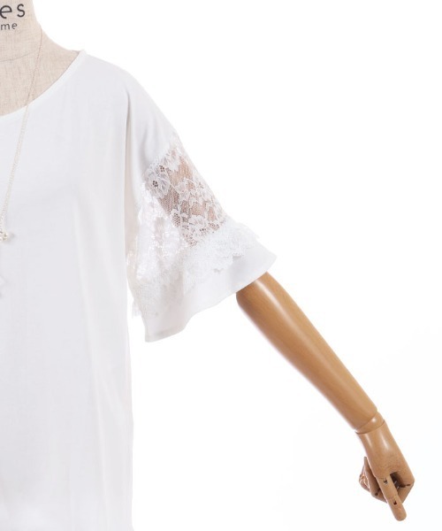 axes femme（アクシーズファム）の「ＮＣ付接触冷感レース切替ＰＯ（Tシャツ/カットソー・レディース・イエロー/ネイビー/ホワイト・FREE）」の21枚目の写真