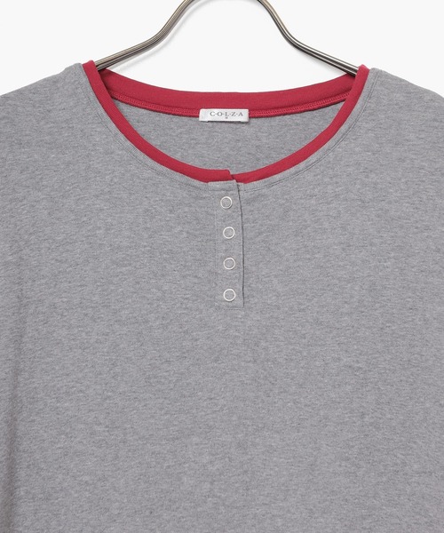 Honeys（ハニーズ）の「配色ヘンリートップス（Tシャツ/カットソー・レディース・ヘザーチャコール/ブラック/イエロー/レッド/ブルー・S/M/L）」の20枚目の写真