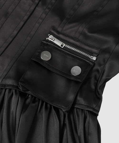 GANNI(ガニー)の「Double Satin Corset Mini Dress(ワンピース・レディース・ブラック・38)」の5枚目の写真