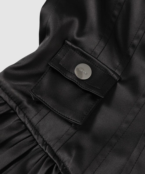 GANNI(ガニー)の「Double Satin Corset Mini Dress(ワンピース・レディース・ブラック・38)」の6枚目の写真