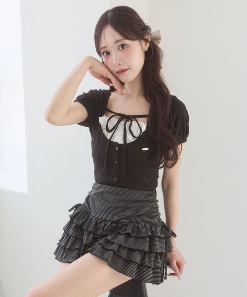 MAJESTIC LEGON(マジェスティックレゴン)の「カットティアードフリルスカパン(スカート・レディース・ブラック系その他/アイボリー/ブラック/グレー・MEDIUM)」の17枚目の写真