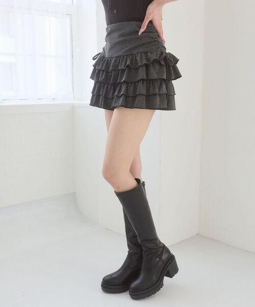 MAJESTIC LEGON(マジェスティックレゴン)の「カットティアードフリルスカパン(スカート・レディース・ブラック系その他/アイボリー/ブラック/グレー・MEDIUM)」の20枚目の写真