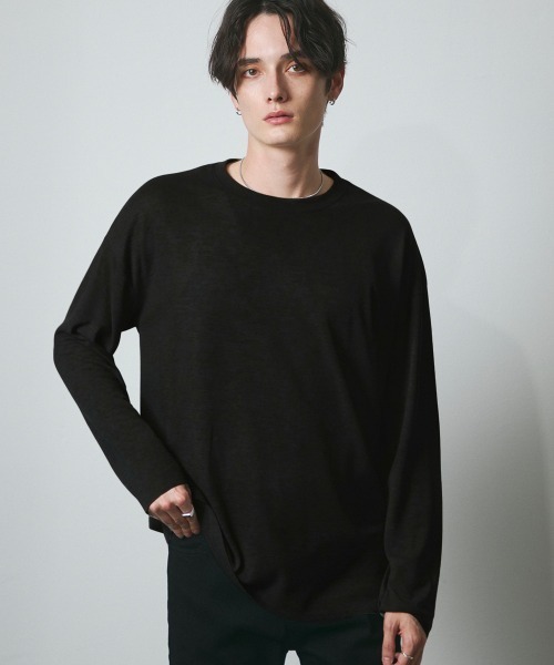 長袖カットソー 2枚セット ホワイト ブラック　ennoy シアー クルーネック ロングスリーブTシャツ（Tシャツ/カットソー