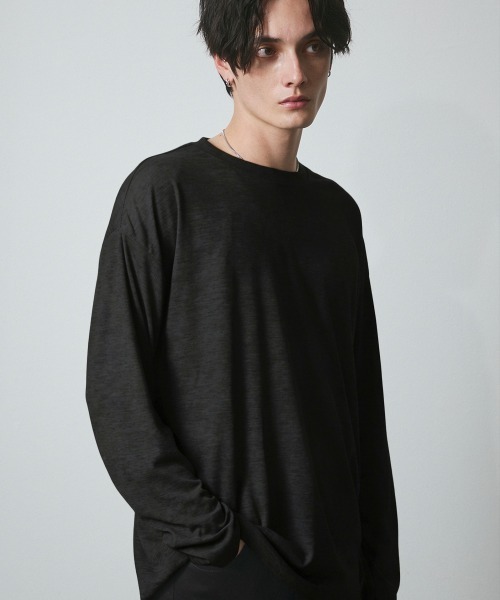 DAZE（デイズ）の「シアー クルーネック ロングスリーブTシャツ（Tシャツ/カットソー・メンズ・グレー/ブラック・SMALL/MEDIUM/LARGE/X-LARGE）」の4枚目の写真