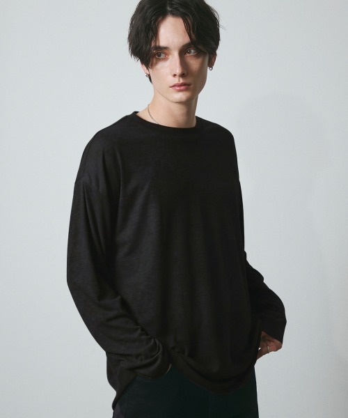 DAZE（デイズ）の「シアー クルーネック ロングスリーブTシャツ（Tシャツ/カットソー・メンズ・グレー/ブラック・SMALL/MEDIUM/LARGE/X-LARGE）」の5枚目の写真