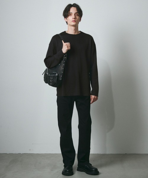 DAZE（デイズ）の「シアー クルーネック ロングスリーブTシャツ（Tシャツ/カットソー・メンズ・グレー/ブラック・SMALL/MEDIUM/LARGE/X-LARGE）」の9枚目の写真