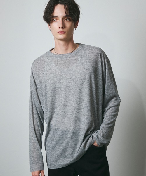 DAZE（デイズ）の「シアー クルーネック ロングスリーブTシャツ（Tシャツ/カットソー・メンズ・グレー/ブラック・SMALL/MEDIUM/LARGE/X-LARGE）」の16枚目の写真
