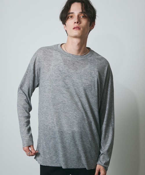 DAZE（デイズ）の「シアー クルーネック ロングスリーブTシャツ（Tシャツ/カットソー・メンズ・グレー/ブラック・SMALL/MEDIUM/LARGE/X-LARGE）」の17枚目の写真