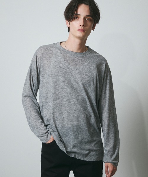 DAZE（デイズ）の「シアー クルーネック ロングスリーブTシャツ（Tシャツ/カットソー・メンズ・グレー/ブラック・SMALL/MEDIUM/LARGE/X-LARGE）」の18枚目の写真