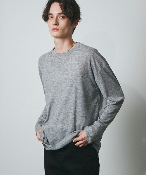 DAZE（デイズ）の「シアー クルーネック ロングスリーブTシャツ（Tシャツ/カットソー・メンズ・グレー/ブラック・SMALL/MEDIUM/LARGE/X-LARGE）」の19枚目の写真
