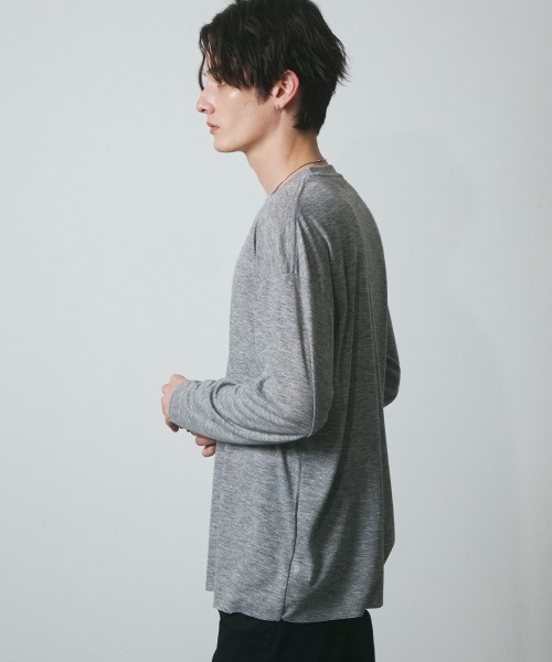 DAZE（デイズ）の「シアー クルーネック ロングスリーブTシャツ（Tシャツ/カットソー・メンズ・グレー/ブラック・SMALL/MEDIUM/LARGE/X-LARGE）」の20枚目の写真