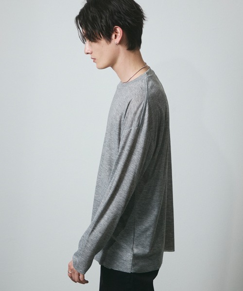 DAZE（デイズ）の「シアー クルーネック ロングスリーブTシャツ（Tシャツ/カットソー・メンズ・グレー/ブラック・SMALL/MEDIUM/LARGE/X-LARGE）」の21枚目の写真