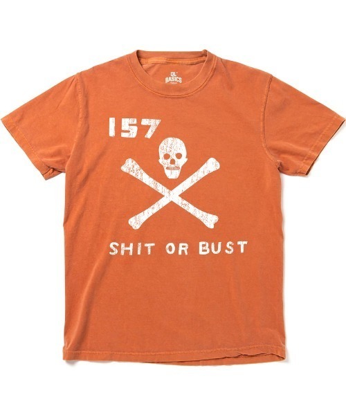 Ol' Basics(オールベーシックス)の「Ol' Basics(オール・ベーシックス) 半袖Tシャツ ヴィンテージライク ガーメントダイ スカルイラスト ひび割れ クラックプリント Tシャツ 半袖 トップス カットソー アメカジ カジュアル レディース ユニセックス(Tシャツ/カットソー・レディース・オレンジ系/ネイビー/スミクロ/ホワイト/カーキ・S)」の5枚目の写真