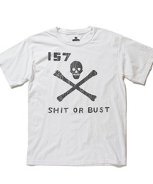Ol' Basics(オール・ベーシックス) 半袖Tシャツ ヴィンテージライク ガーメントダイ スカルイラスト ひび割れ クラックプリント Tシャツ 半袖 トップス カットソー アメカジ カジュアル レディース ユニセックス