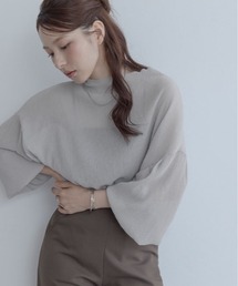 maviru（マヴィル）の「ランダム プリーツ シアー ボトルネック ブラウス（Tシャツ/カットソー）」