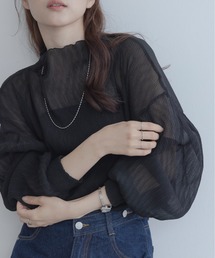maviru（マヴィル）の「ランダム プリーツ シアー ボトルネック ブラウス（Tシャツ/カットソー）」