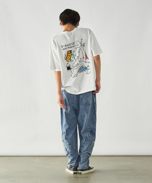 Purple&Yellow(パープルアンドイエロー)の「スーベニア刺繍 半袖Tシャツ(Tシャツ/カットソー・メンズ・ブラック/ホワイト・S/L/M)」の5枚目の写真