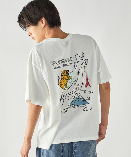 Purple&Yellow(パープルアンドイエロー)の「スーベニア刺繍 半袖Tシャツ(Tシャツ/カットソー・メンズ・ブラック/ホワイト・S/L/M)」の7枚目の写真