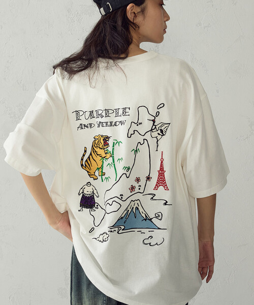 Purple&Yellow(パープルアンドイエロー)の「スーベニア刺繍 半袖Tシャツ(Tシャツ/カットソー・メンズ・ブラック/ホワイト・S/L/M)」の13枚目の写真