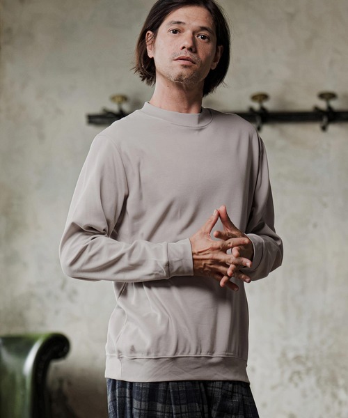CAMBIO(カンビオ)の「mlt5816-スムース裏起毛ロンT(HLCM0292)(Tシャツ/カットソー・メンズ・ブラック/オフホワイト/グレイッシュベージュ・S/M/L)」の3枚目の写真