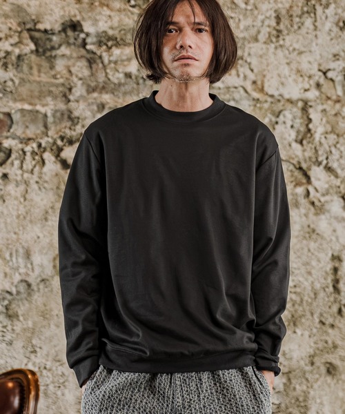 CAMBIO(カンビオ)の「mlt5816-スムース裏起毛ロンT(HLCM0292)(Tシャツ/カットソー・メンズ・ブラック/オフホワイト/グレイッシュベージュ・S/M/L)」の2枚目の写真