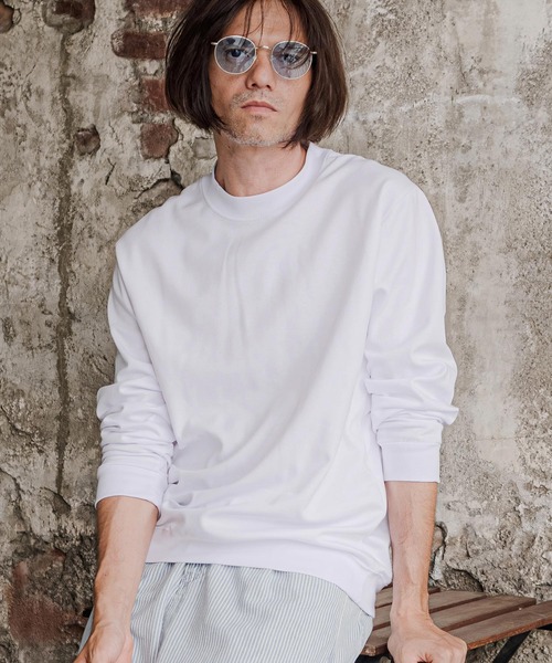 CAMBIO(カンビオ)の「mlt5816-スムース裏起毛ロンT(HLCM0292)(Tシャツ/カットソー・メンズ・ブラック/オフホワイト/グレイッシュベージュ・S/M/L)」の12枚目の写真