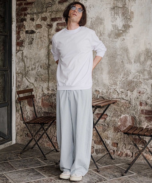 CAMBIO(カンビオ)の「mlt5816-スムース裏起毛ロンT(HLCM0292)(Tシャツ/カットソー・メンズ・ブラック/オフホワイト/グレイッシュベージュ・S/M/L)」の14枚目の写真