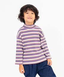 BREEZE | ハイネックリブボーダー長袖Tシャツ(Tシャツ/カットソー)