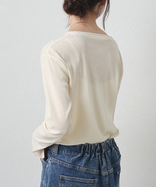 PUAL CE CIN(ピュアルセシン)の「ナイロンチュールベロアクルーネックカットソー(Tシャツ/カットソー・レディース・ブラウン/アイボリー/ベージュ/ブラック・FREE)」の6枚目の写真
