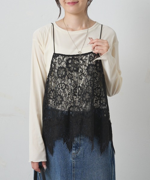 PUAL CE CIN(ピュアルセシン)の「ナイロンチュールベロアクルーネックカットソー(Tシャツ/カットソー・レディース・ブラウン/アイボリー/ベージュ/ブラック・FREE)」の7枚目の写真