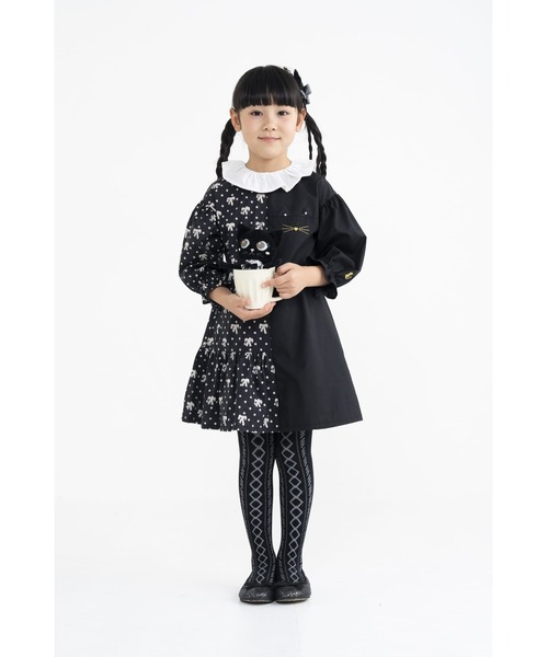 nino(ニノ)の「リボンドットアシンメトリーワンピース(ワンピース・キッズ・ブラック・120cm/110cm/100cm)」の5枚目の写真
