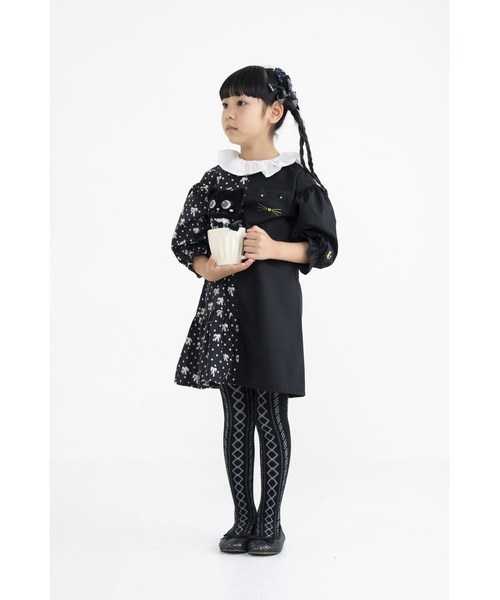 nino(ニノ)の「リボンドットアシンメトリーワンピース(ワンピース・キッズ・ブラック・120cm/110cm/100cm)」の7枚目の写真