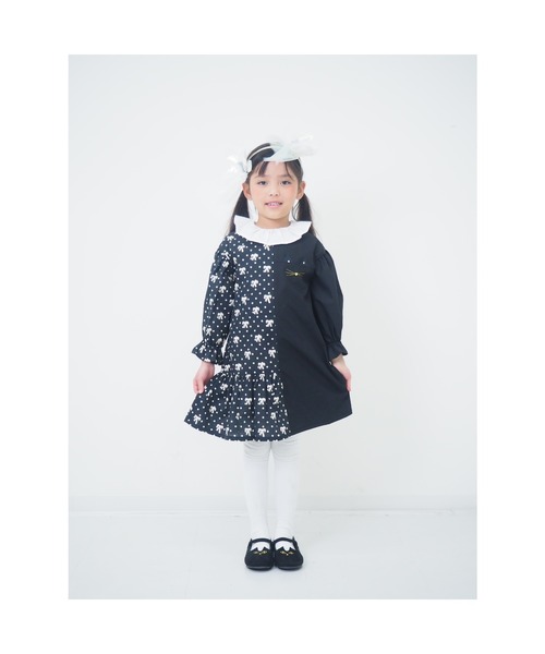 nino(ニノ)の「リボンドットアシンメトリーワンピース(ワンピース・キッズ・ブラック・120cm/110cm/100cm)」の9枚目の写真
