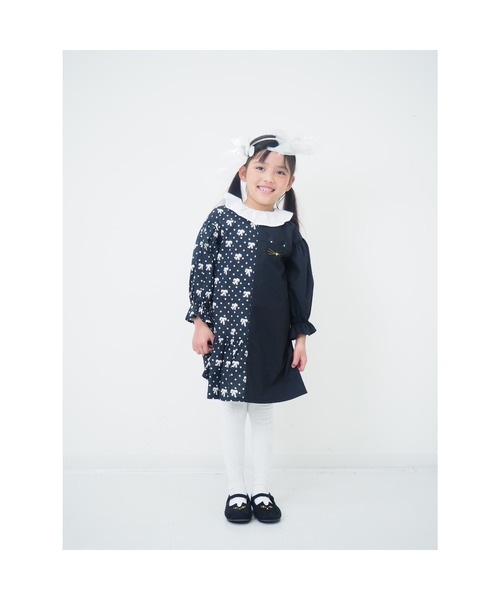 nino(ニノ)の「リボンドットアシンメトリーワンピース(ワンピース・キッズ・ブラック・120cm/110cm/100cm)」の10枚目の写真
