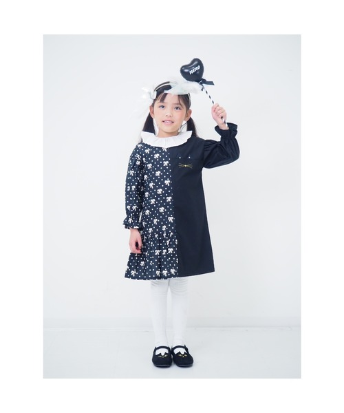 nino(ニノ)の「リボンドットアシンメトリーワンピース(ワンピース・キッズ・ブラック・120cm/110cm/100cm)」の12枚目の写真