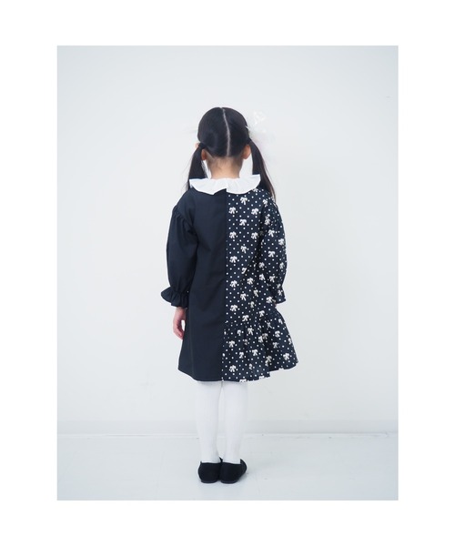 nino(ニノ)の「リボンドットアシンメトリーワンピース(ワンピース・キッズ・ブラック・120cm/110cm/100cm)」の14枚目の写真