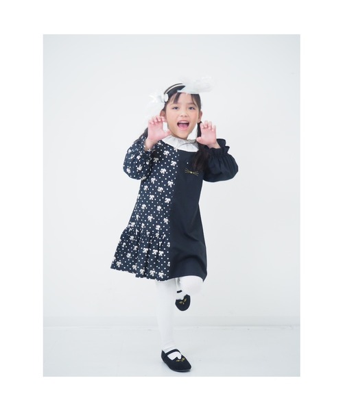 nino(ニノ)の「リボンドットアシンメトリーワンピース(ワンピース・キッズ・ブラック・120cm/110cm/100cm)」の15枚目の写真