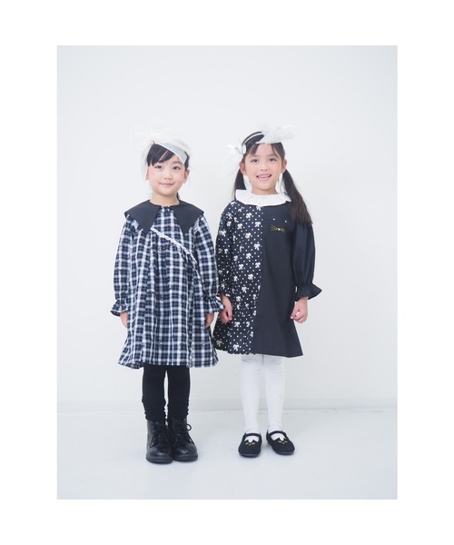 nino(ニノ)の「リボンドットアシンメトリーワンピース(ワンピース・キッズ・ブラック・120cm/110cm/100cm)」の16枚目の写真
