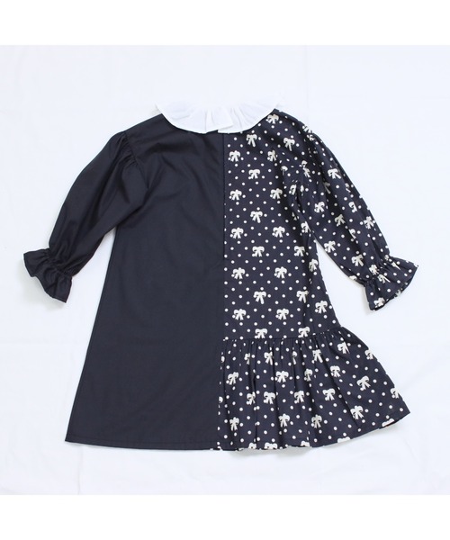 nino(ニノ)の「リボンドットアシンメトリーワンピース(ワンピース・キッズ・ブラック・120cm/110cm/100cm)」の20枚目の写真