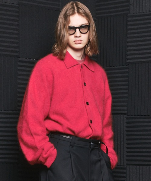 MAISON SPECIAL(メゾンスペシャル)の「《UNISEX》スーパー140エクストラファインメリノウールプライムオーバー襟付きカーディガン/Super140 Extra Fine Merino Wool Prime-Over Collared Cardigan【MAISON SPECIAL/メゾンスペシャル】(カーディガン/ボレロ・メンズ・チャコールグレー/レッド/ブラック・0/1/2)」の3枚目の写真
