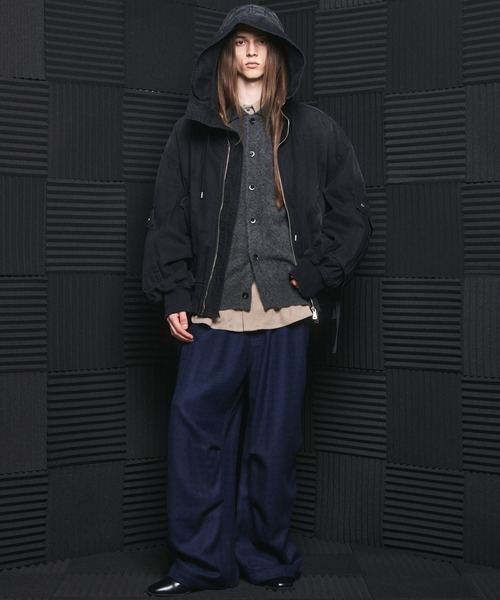 MAISON SPECIAL(メゾンスペシャル)の「《UNISEX》スーパー140エクストラファインメリノウールプライムオーバー襟付きカーディガン/Super140 Extra Fine Merino Wool Prime-Over Collared Cardigan【MAISON SPECIAL/メゾンスペシャル】(カーディガン/ボレロ・メンズ・チャコールグレー/レッド/ブラック・0/1/2)」の8枚目の写真