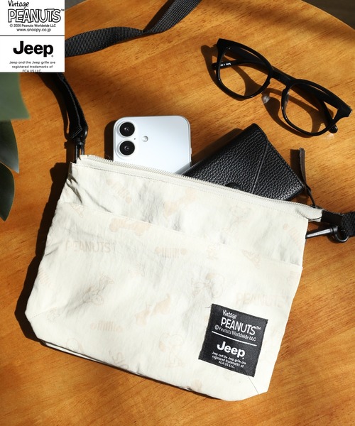 PEANUTS(ピーナッツ)の「PEANUTS×JEEP サコッシュ(ショルダーバッグ・メンズ・ネイビー/ベージュ・FREE)」の1枚目の写真