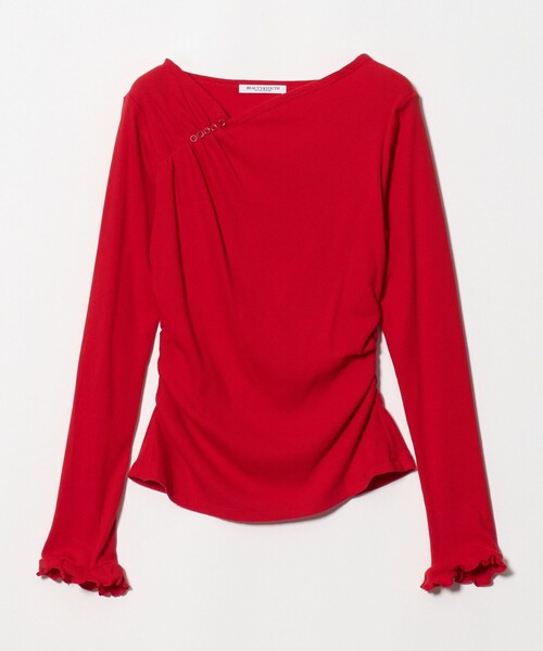 BEAUTY&YOUTH UNITED ARROWS(ビューティーアンドユースユナイテッドアローズ)の「コットン リブ ボタン ギャザー プルオーバー(Tシャツ/カットソー・レディース・オフホワイト/ブラック/レッド・FREE)」の3枚目の写真