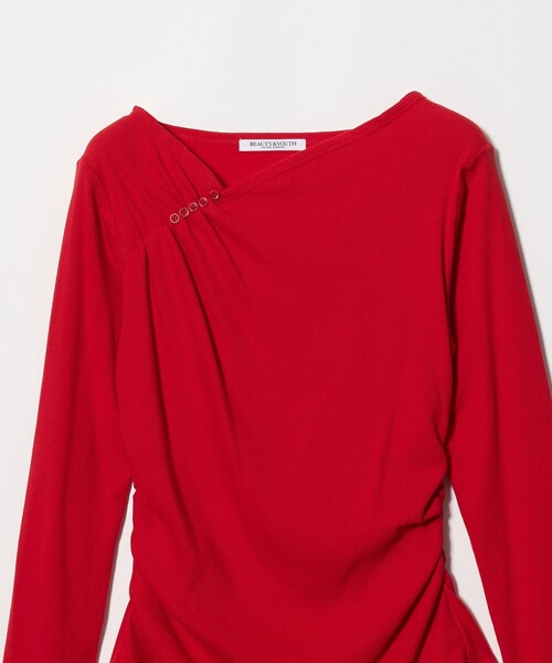 BEAUTY&YOUTH UNITED ARROWS(ビューティーアンドユースユナイテッドアローズ)の「コットン リブ ボタン ギャザー プルオーバー(Tシャツ/カットソー・レディース・オフホワイト/ブラック/レッド・FREE)」の14枚目の写真