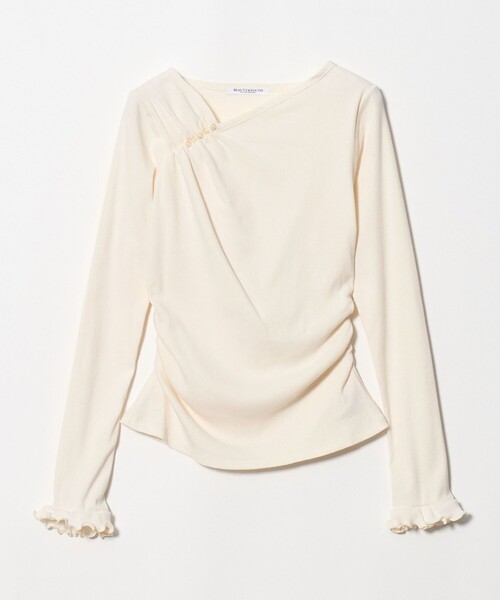 BEAUTY&YOUTH UNITED ARROWS(ビューティーアンドユースユナイテッドアローズ)の「コットン リブ ボタン ギャザー プルオーバー(Tシャツ/カットソー・レディース・オフホワイト/ブラック/レッド・FREE)」の18枚目の写真