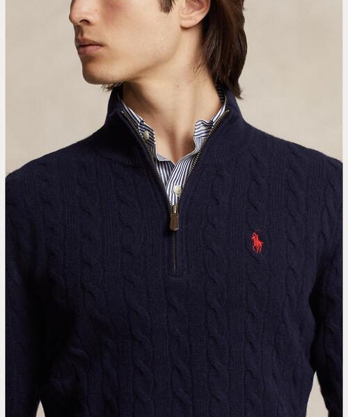 POLO RALPH LAUREN(ポロ ラルフ ローレン)の「ケーブルニット クォータージップ セーター(ニット/セーター・メンズ・ブルー・S/M/L/XS)」の4枚目の写真