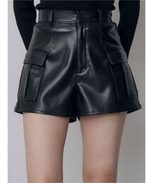 カーゴポケットフェイクレザーショートパンツ 冬服