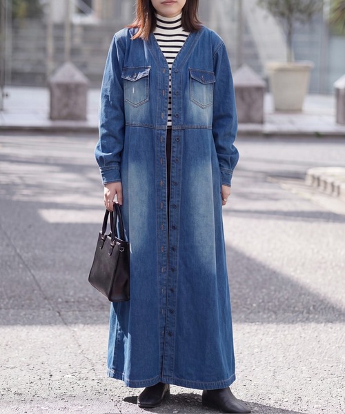 SELECT LEVERY（セレクトリベリー）の「デニムロングワンピース（ワンピース・レディース・ネイビー/ブラック/ブルー・MEDIUM）」の2枚目の写真